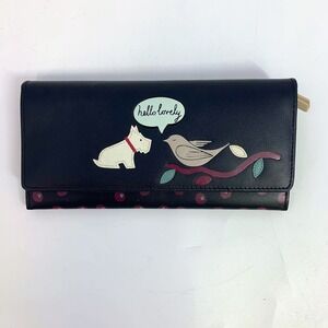 Bradley London Hello Lovely Scottie & Bird Flapover Leather‎ Wallet